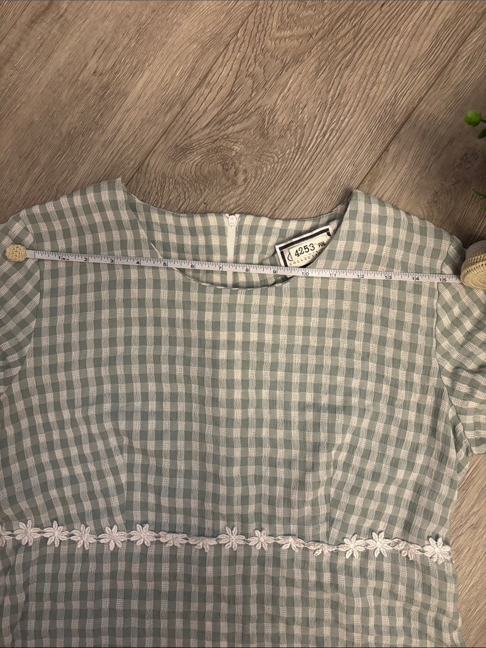 Vintage Green and White Gingham Mini Dress - Picture 5 of 10